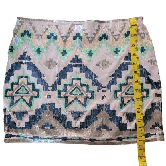 Express Aztec Sequence Casual Bright Color Mini Skirt Size XS - Picture 10 of 11
